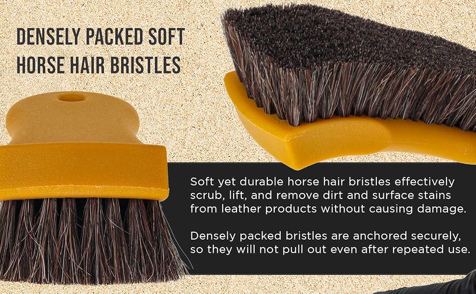 Dura-Gold Horse Hair Leather Cleaning Brush - Scrub Car Upholstery, Seats, Furniture, Fabric, Shoes