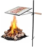 GARLLEN Swivel Campfire Grill, Portable Camping Grates with Heat-Resistant Mesh Desktop, Fire Pit...