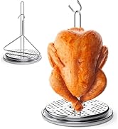 Perforated Turkey Fryer Hook with Base Rack, Stainless Steel Chicken Poultry Vertical Roasting Sp...