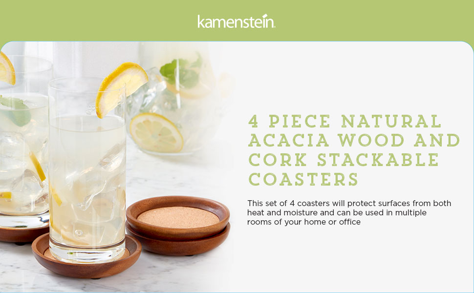 kamenstein acacia wood stackable coasters