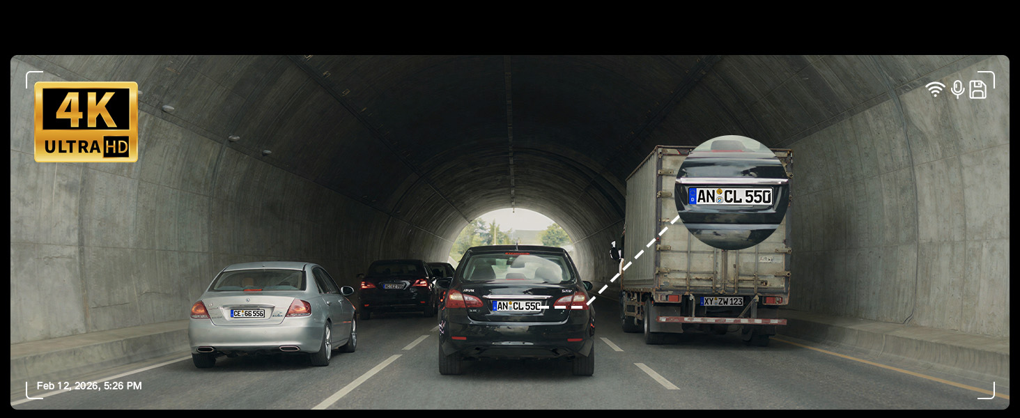 4K Dash Cam Front and Rear Inside, 3-Channel Cars Camera Dash
