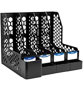 M&amp;G Magazine File Holder Desktop Organizer, 4 Compartments Plastic File Holder Book Organizer wit...
