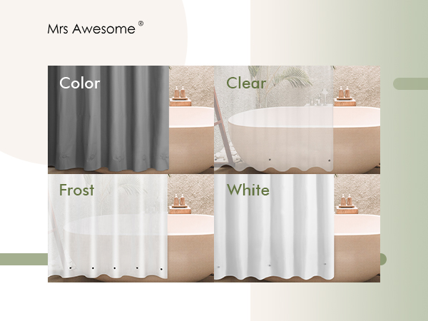 waterproof Peva shower curtain liner white/frost/clear/color