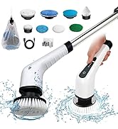 Electric Spin Scrubber, Cordless Bath Tub Power Scrubber with 8 Replaceable Drill Brush Heads, Sh...