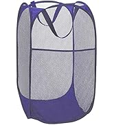 BATTOO Deluxe Strong Mesh Pop up Laundry Hamper Basket with Side Pocket Foldable Hamper for Laund...