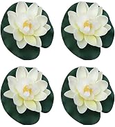4 Pcs Artificial Floating Foam Lotus Flower with Water Lilys Pad Ornanments,Lifelikes Fake Lotus ...