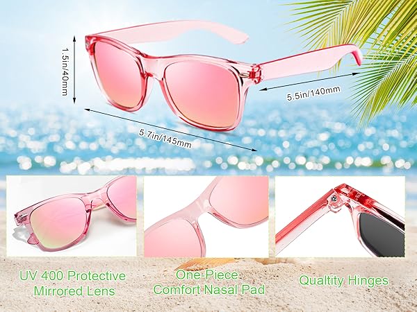 Colored Sunglasses Neon Frame Mirrored Lens Bulk Party Glasses