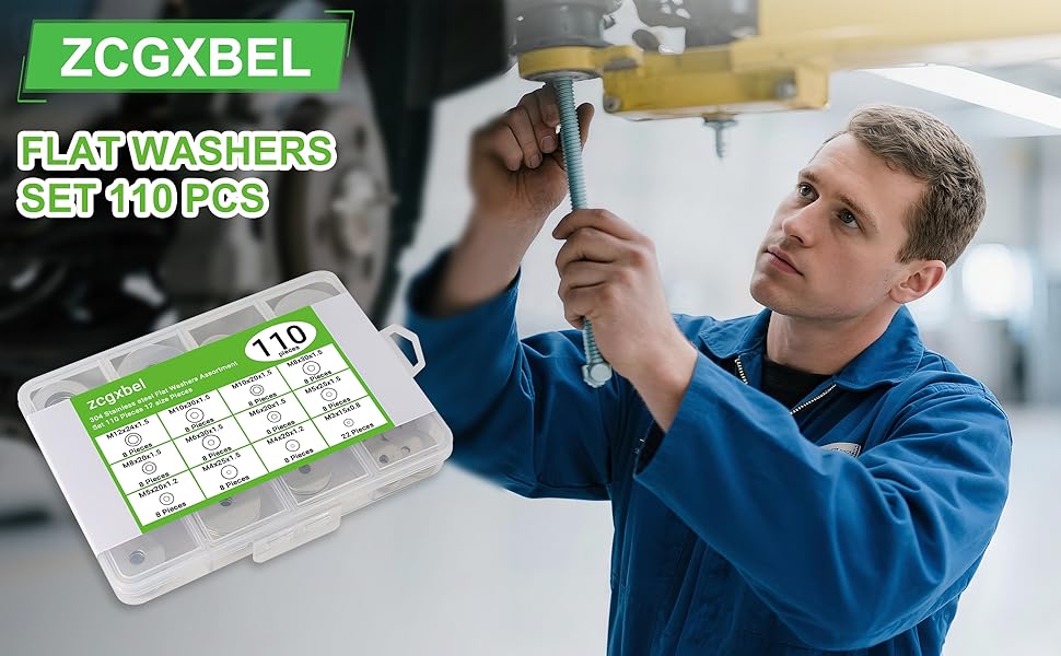 Upgrade your projects with our premium 304 Stainless Steel Fender Washer Assortment Kit. 