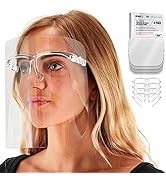 TCP Global Salon World Safety Face Shields with All Clear Glasses Frames (Pack of 4) - Ultra Clea...