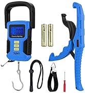 RUNCL Waterproof Fishing Scale with Lip Gripper, Fluorescent Button Digital Fish Scale 110lb/50kg...