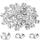 PH PandaHall 50pcs 10mm Flat Round Spacer Beads, Silver Heishi Bead Spacers Wavy Disc Beads Loose...