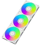 PCCOOLER ARGB 120mm Case Fan 3-Pack, Wireless Metal Touch Link Daisy Chain, Geometric Side Lighti...