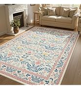 Joydeco Boho Light Pink 8x10 Area Rugs for Bedroom Girls Nursery, Washable 8 x 10 Large Living Ro...