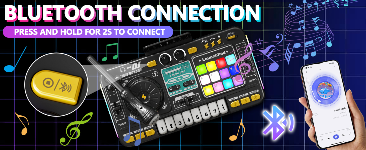 DJ mixer dj table dj controller with bluetooth and light for kids toys 2 3 4 5 6 7 year old boy girl