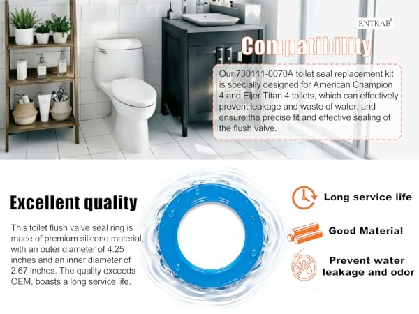 Flush Valve Seal for American Standard ang Eljer Toilets, 7301111-0070A Toilet Parts Replacement