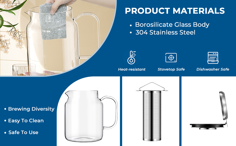 Glass Teapot with Stainless Steel Removable Infuser