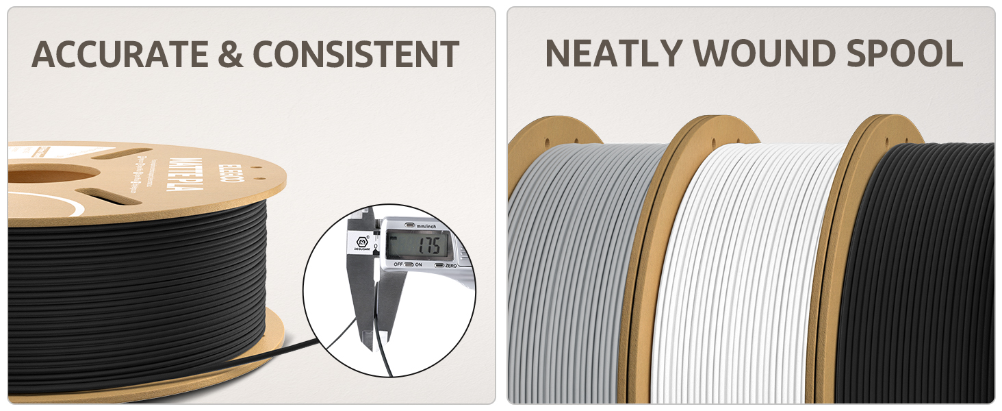 1.75 mm diameter, accuracy +/- 0.02 mm, perfect winding spool