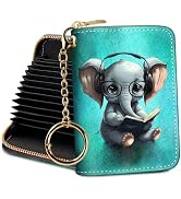 Credit Card Holder RFID Wallet, Small Card Holder Wallet for Women with Keychain Zipper, Funny Le...