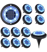 Flacchi Solar Lights Outdoor - Solar Powered Ground Lights Outdoor Solar Disk Light Waterproof La...