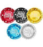 CENLBJ Happy Birthday Party Paper Plates, Colorful Dessert Plates, 7 INCH 50 PCS Party Supplie,Fi...