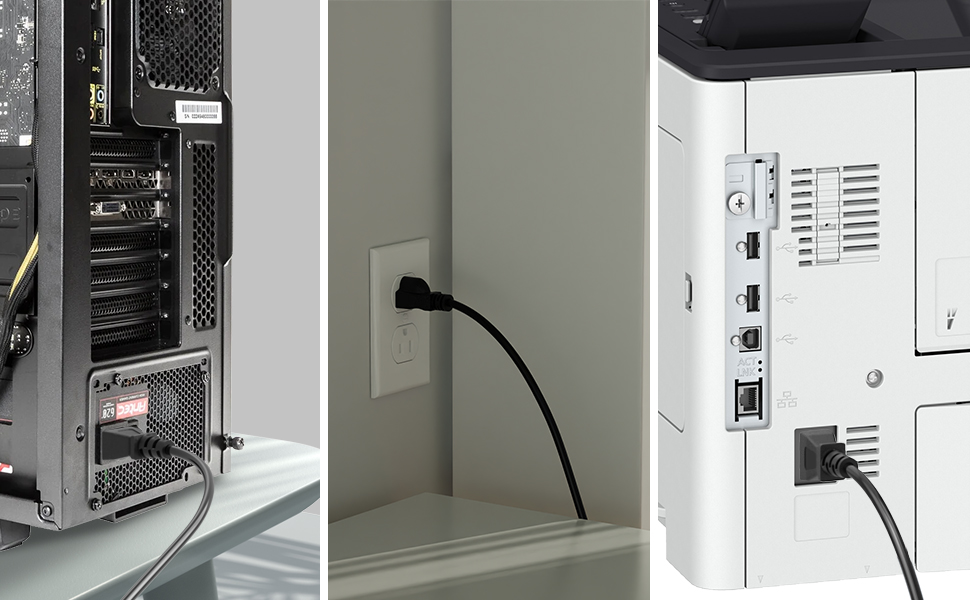 tv computer monitor printer 3 prong ac power cord cable