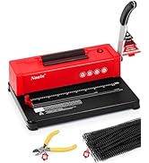 46-Hole Binding Machine Spiral Coil Binder Classic Red,DIY Book Binder Kits with Electric Coil In...