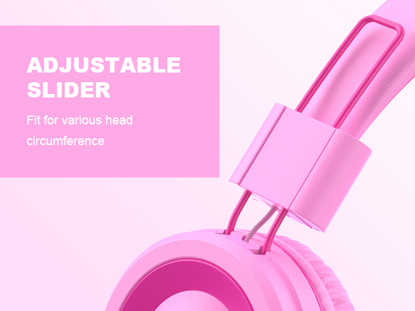 pink child headphones for kids girls boys