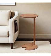Klabelle Side Table with Pedestal - Adjustable Height C Shaped End Tables for Small Spaces, Couch...