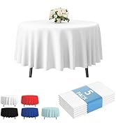Fixwal Round Plastic Tablecloth 5 Pack, 84in. Round Tablecloth Disposable,Party, Picnic, Wedding,...