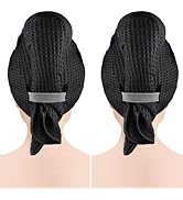 GLIMGLINT 2 Pack Black Microfiber Hair Towel Wrap for Long, Thick, Curly Hair, Super Soft, Fast D...