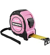 WORKPRO 16FT Pink Tape Measure, 1/8 Fractions Easy Read Measuring Tape, Retractable Nylon Coating...