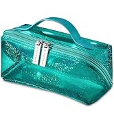 BYOOTIQUE Portable Makeup Bag Zippered Makeup Water-resistant Organizer PVC Open Flat with Handle...