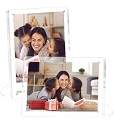 FIXSMITH 5x7 Acrylic Picture Frames 2 Pack, Clear Picture Frame with Stand, Magnetic Acrylic Phot...