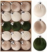 EverMerry 15 PCS Velvet Christmas Ornaments, 3.14’’ Christmas Ball Ornaments Set, Hanging Balls D...