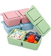 suhunide 3Pack Silicone Snack Containers with Lids,2 Compartment Mini Leakproof Food Storage Box ...