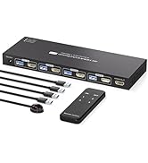 PVBCTCSID USB3.0 HDMI KVM Switch 4 Computers EDID 4K60Hz 4 Port KVM for 4 PC Sharing 1 Monitor an...