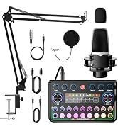 SINWE Podcast Equipment Bundle,Audio Interface with Studio Condenser Microphone for Smartphone &amp; ...