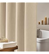 Seenus Linen Look Farmhouse Thick Fabric Shower Curtain Brown, Faux Linen Textured Country Rustic...