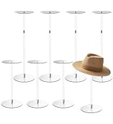 Estleys 8 Pcs Acrylic Hat Stand, 12" to 17" Clear Hat Stands, Wig Hat Display Rack, Adjustable He...