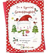 Hongshan Lovely Christmas Card for Granddaughter,Sweet Granddaughter Christmas Card Gift from Gra...