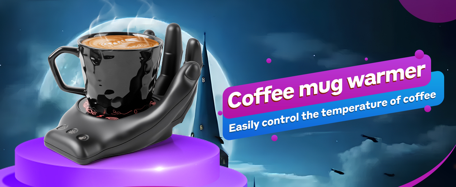 Hand Heating Mug Warmer &amp;amp; Mug Set, Coffee Cup Warmer Plate for Desk Auto Shut Off