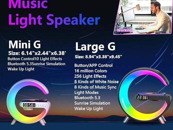 Atmosphere Bedside Light with Wireless Charging Station,Alarm Clock Music Lit Lamp Christmas Gift