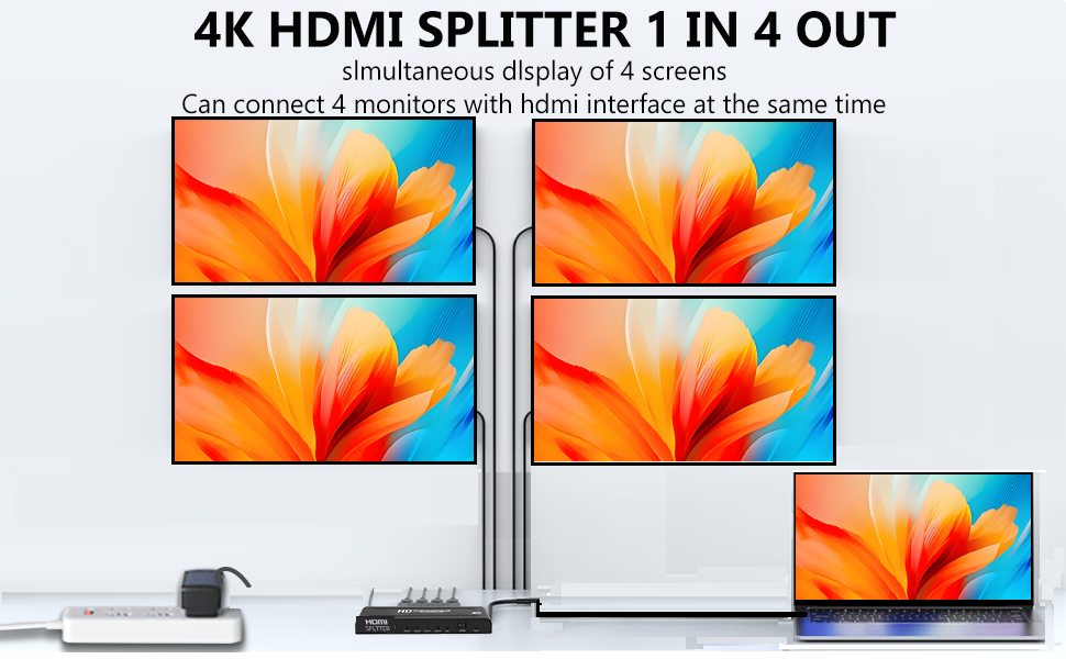 1x4 hdmi splitter foroffices, hotels, HDTV retail and display venues,