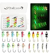 Dovesun Ice Fishing Jigs Kit, Ice Fishing Lures Glow in The Dark Ice Jigs | Soft Baits Ice Fishin...