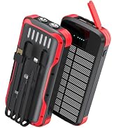 SOXONO Solar Charger Power Bank, PD 20W Fast Charging External Batter, 40000mAh Portable Phone Ch...