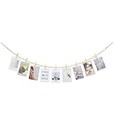 KLOGTSIND Hanging Photo Display Wall Decor, Boho Wooden Bead Garland Collage Picture Frame with 9...