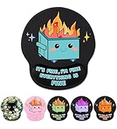 Cute Funny Ergonomic Mouse Pad Wrist Support, Dumpster on Fire Gel Mouse Pads with Wrist Rest, Co...