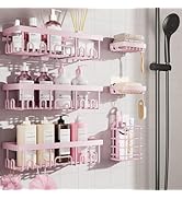 Veken Rustproof &amp; Waterproof Shower Caddy 6-Pack, No Drilling Adhesive Shelves Rack with Soap Hol...