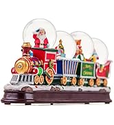 Santa Claus Christmas Train Snow Globe Decoration with Colorful LED Lights - Perfect for Home, Of...