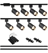 Hiiglxii 8-Light LED Track Lighting Kit with 6.6FT H Track Lighting Rails &amp; Floating Canopy Conne...
